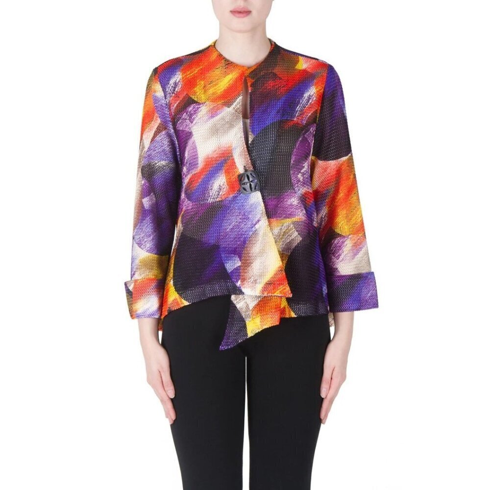 Joesph Ribkoff Mesh Asymmetric 3/4 Sleeve Jacket Womens Sise 12 Lagenlook Artsy